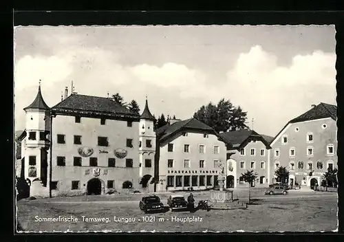 AK Tamsweg /Lungau, Hauptplatz mit Sparkasse, VW-Käfer