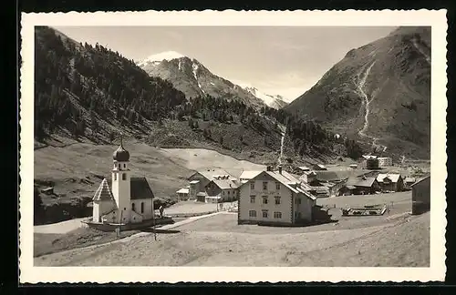 AK Vent, Ortsansicht mit Oetztaler-Alpen