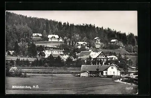 AK Mönichkirchen, Ortspartie mit Wald