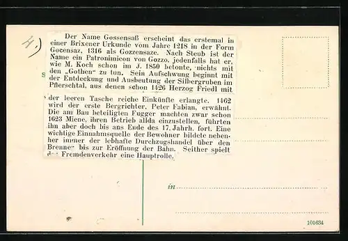 AK Gossensass, Ortsansicht mit Bergen