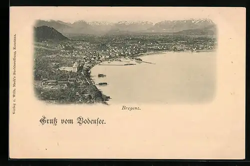 AK Bregenz, Ortsansicht mit Bodensee