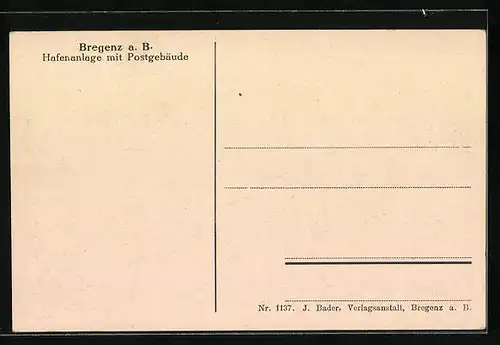 AK Bregenz a. B., Hafenanlage mit Postgebäude