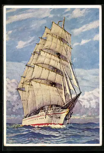 Künstler-AK H. Bahndorf: Segelschiff, Mit raumem Winde