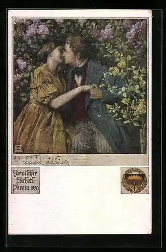 Künstler-AK Karl Friedrich Gsur: Deutscher Schulverein Nr. 460: Mann und Frau küssen sich