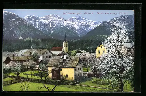 AK Goisern /Salzkammergut, Partie mit evang. Kirche