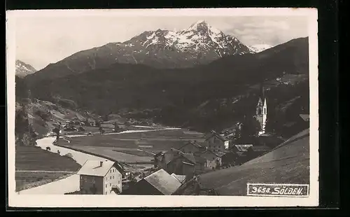 AK Sölden, Ortsansicht aus der Vogelschau