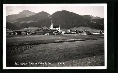 AK Söll /Tirol, Ortsansicht mit Hohe Salve