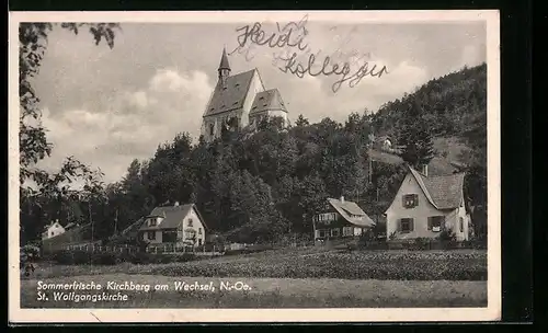 AK Kirchberg a. Wechsel, Ortsansicht mit St. Wolfgangskirche