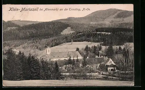 AK Klein-Mariazell b. Altenmarkt a. d. Triesting, Ortsansicht aus der Vogelschau