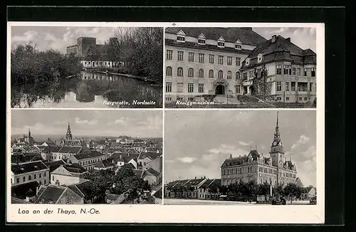 AK Laa a. d. Thaya, Burgmotiv, Realgymnasium, Ortsansicht