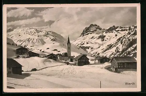 AK Warth, Vorarlberg mit Widderstein, Schneelandschaft