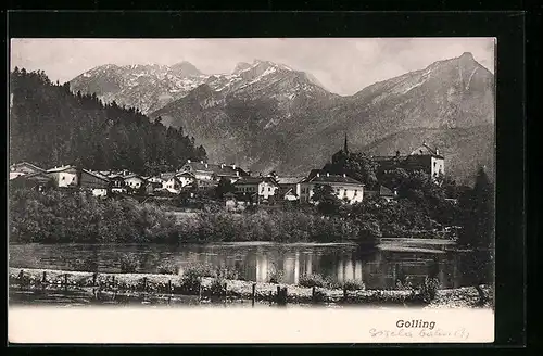 AK Golling, Ortsansicht mit See