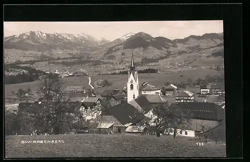 AK Schwarzenberg, Ortsansicht mit Kirche