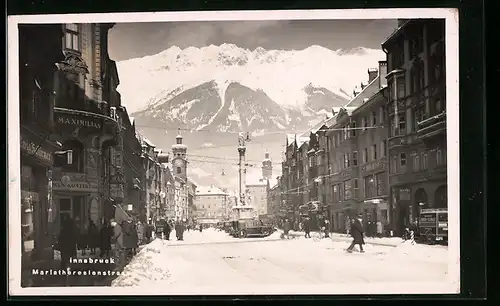 AK Innsbruck, Mariatheresienstrasse im Winter