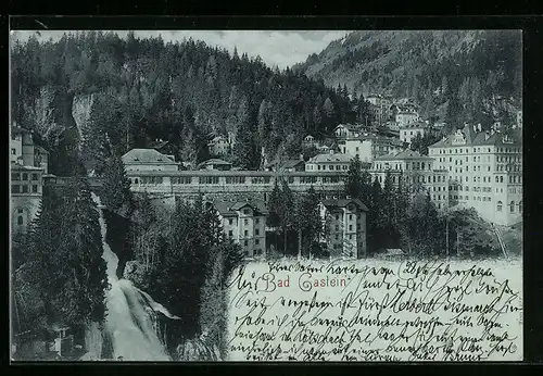 AK Bad Gastein, Teilansicht mit Wasserfall