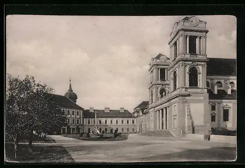 AK Göttweig, Platz mit Kirche