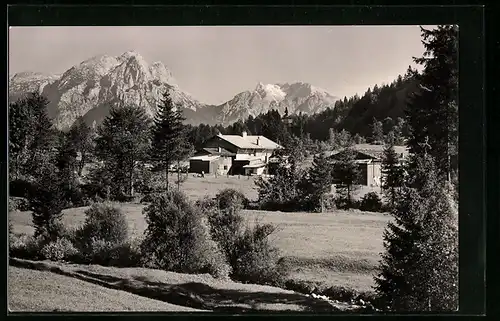 AK Unken, Gasthof Heutal, Blick auf Reiteralpe