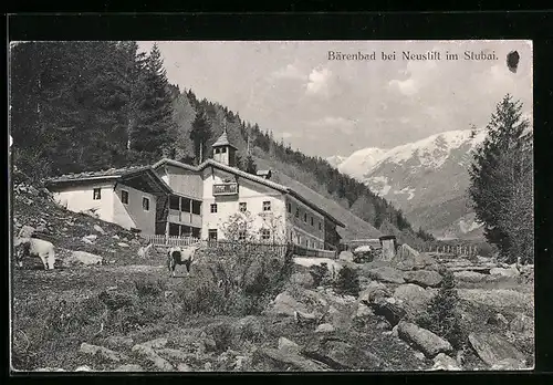 AK Bärenbad bei Neustift im Stubai, Blick auf grosses Gebäude