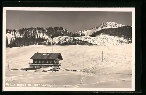 AK Winklmoos, Hotel mit Dürnbachhorn im Schnee