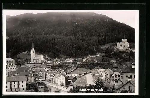 AK Landeck, Teilansicht mit Kirche