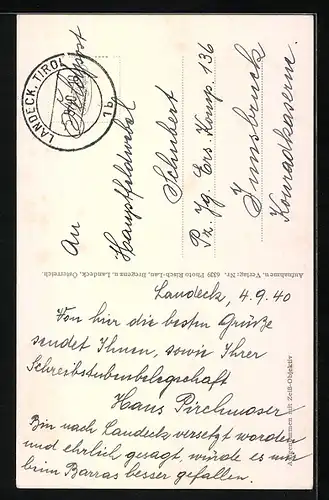 AK Landeck, Ortspartie mit Kirche und Hohem Riffler