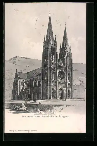 Künstler-AK Bregenz, Die neue Herz-Jesukirche