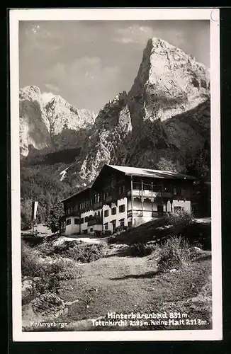 AK Hinterbärenbad /Kaisergebirge, Ortspartie mit Totenkirchl und kleiner Halt