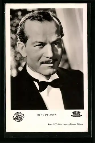 AK Schauspieler René Deltgen im Portrait mit Anzug mit Fliege