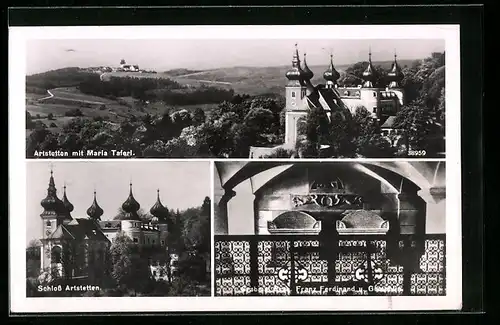 AK Artstetten, Ortsansicht mit Maria Taferl, Schloss