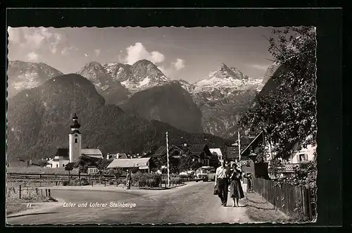 AK Lofer, Ortseingang mit Steinbergen