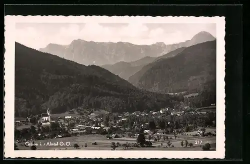 AK Grünau /Almtal, Gesamtansicht aus der Vogelschau