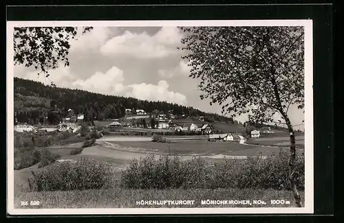 AK Mönichkirchen, Ortsansicht mit Feldern