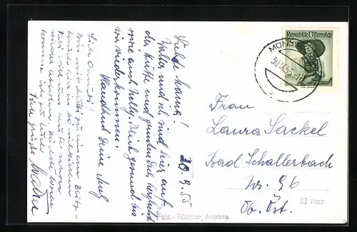 AK Mönichkirchen, Ortsansicht mit Feldern