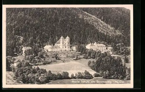 AK Maria Schutz am Semmering, Ortsansicht aus der Vogelschau