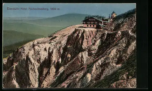AK Hochschneeberg, Blick zum Eisenbahn Hotel