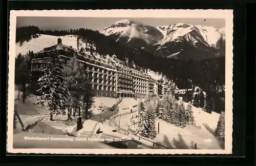 AK Semmering, Hotel Panhans mit Rax