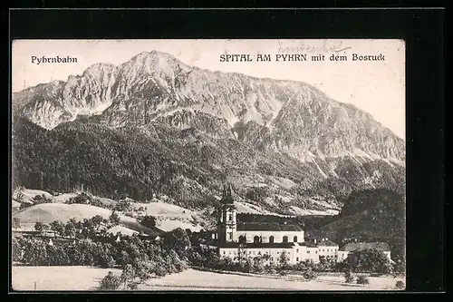 AK Spital am Pyhrn, Ortsansicht mit Bosruck und Pyhrbahn
