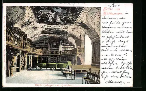 AK Waldsassen, Innenansicht Bibliotheksaal des Klosters