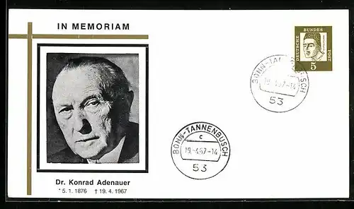 AK Dr. Konrad Adenauer zum Todestag am 19. 4. 1967