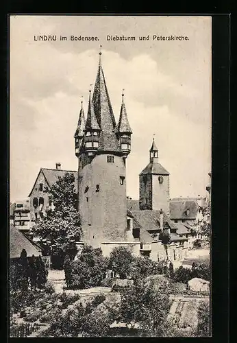 AK Lindau im Bodensee, Diebsturm und Peterskirche