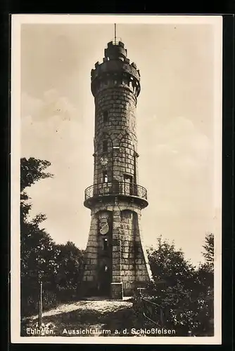 AK Ebingen, Aussichtsturm a. d. Schlossfelsen