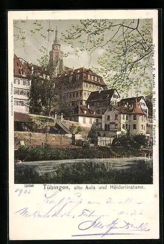 AK Tübingen, Blick auf alte Aula und Hölderlinsturm