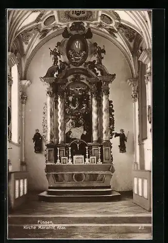 AK Füssen, Altar in der Kirche Mariahilf
