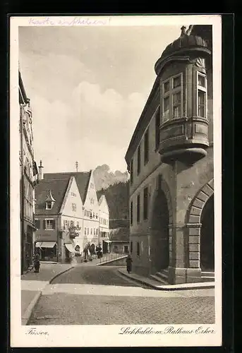 AK Füssen, Lechhalde mit Rathaus-Erker