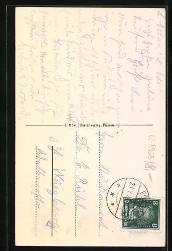 AK Füssen, Lechhalde mit Rathaus-Erker