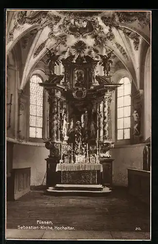 AK Füssen, Hochaltar in der Sebastian-Kirche
