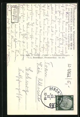 AK Pfronten i. bayr. Allgäu, Höhenluftkurort und Wintersportplatz aus der Vogelschau