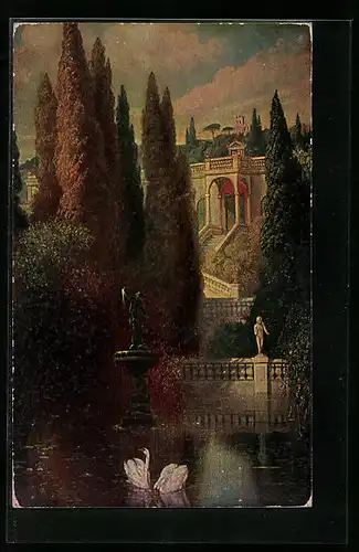 Ölgemälde-Imitations-AK Degi Nr. 504: Im Lande der Zypressen