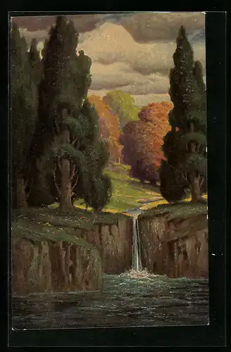 Ölgemälde-Imitations-AK Degi Nr. 1917: Der Waldquell im Herbst