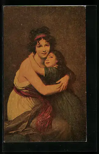 Ölgemälde-Imitations-AK Degi Nr. 813: Bildnis der Malerin und ihrer Tochter